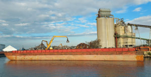 Barge being loaded on the Cal-Sag